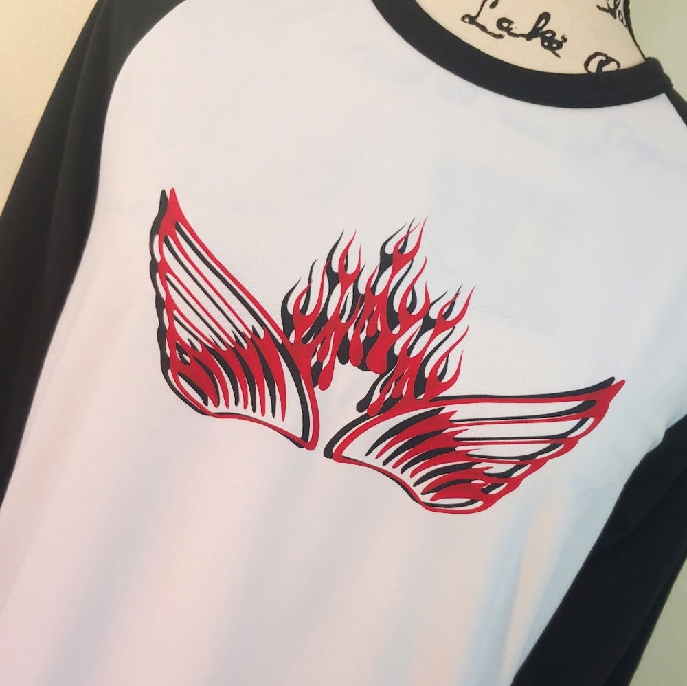 Crystal's Creations Flaming Wings 3\4 Sleeve T